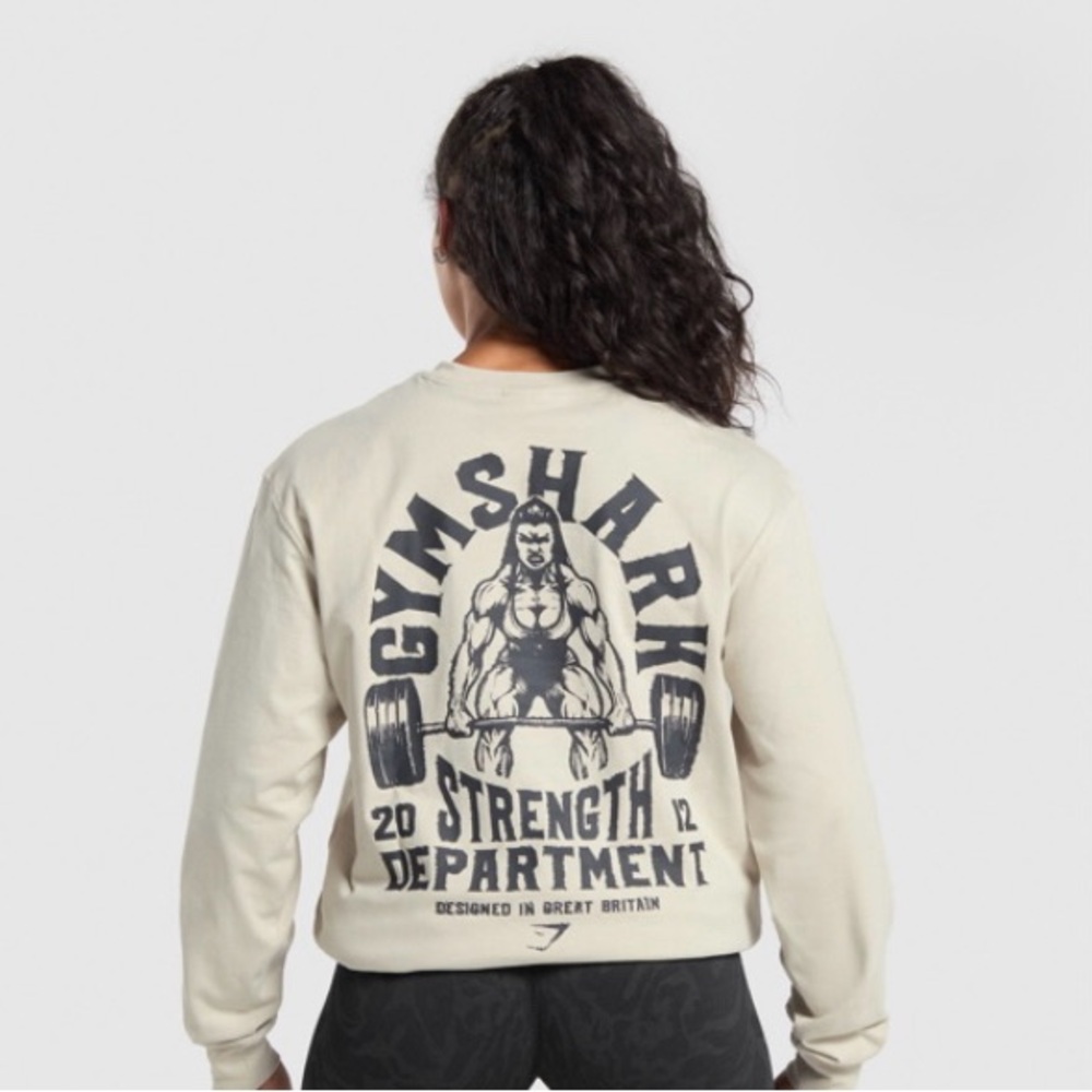 Gymshark Strength Department, Graphic Long Sleeve Top Size Medium SOLD OUT